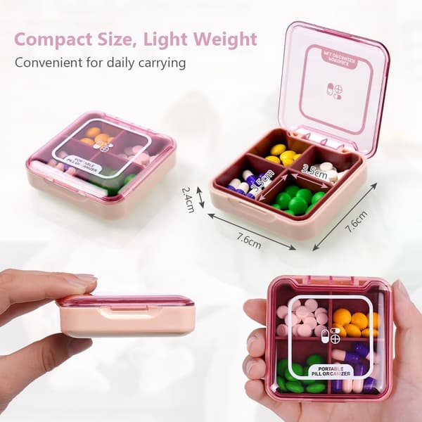 2 Pcs Portable Pill Box, Weekly Medicine Organizer, Pill Box DXGHC