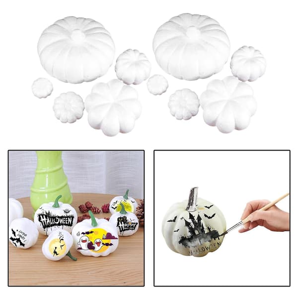 2x Halloween Artificial Pumpkins Styrofoam Decoration Table Photo Props 5 Sizes 10pcs