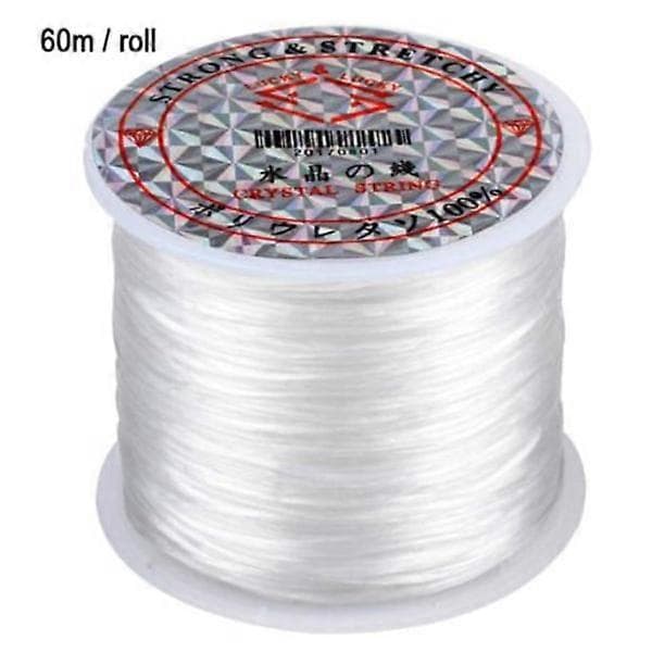 Stor rull med elastisk tråd for smykkefremstilling - 60m Hvit