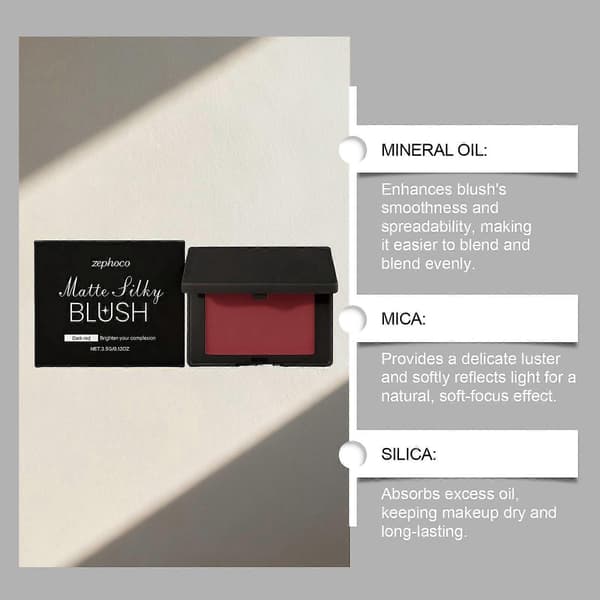 Zephocos Dark Red Matte Smooth Blush Is Easy To Blend And Smudge-Proof, Creating A Mood-Setting Makeup Look That Is Versatile For Daily Use