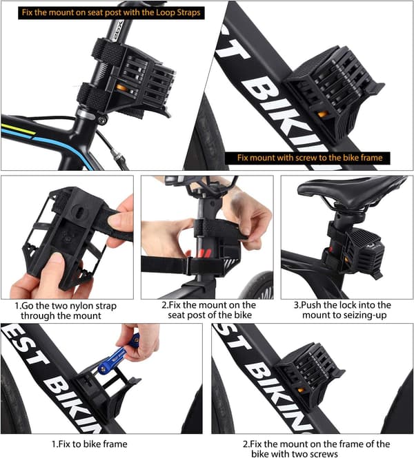 Foldable Bicycle Lock with Holder, E-scooter Lock, High Security