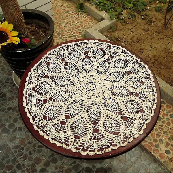 60cm Hand Crocheted Round Cotton Lace Tablecloth, Hollow Tablecloth, Tablecloth Fast Delivery White
