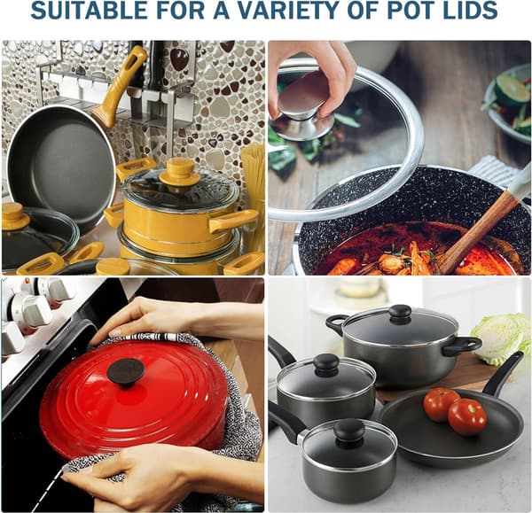 4 st Universal Replacement Pot Lid Knobs, Heat-Resistant with Silicone Pad, Simple