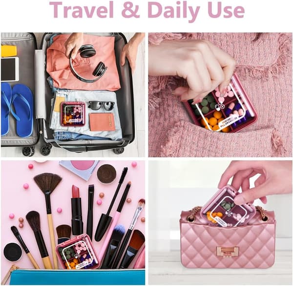 2 Pcs Portable Pill Box, Weekly Medicine Organizer, Pill Box DXGHC