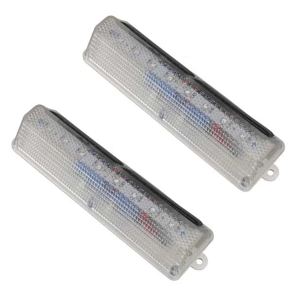 2 sett/salg lysstyrte solcelle-varsellys 8LED veitrafikk solcelle-blinklys varselstripe veisperrelys blått og gult