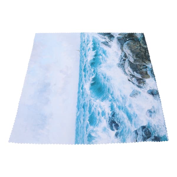 Natural Relaxed Style, Easy Clean Polyester Tablecloth with Ocean Wave and Stone Pattern, 140x220cm, Restaurant Decoration