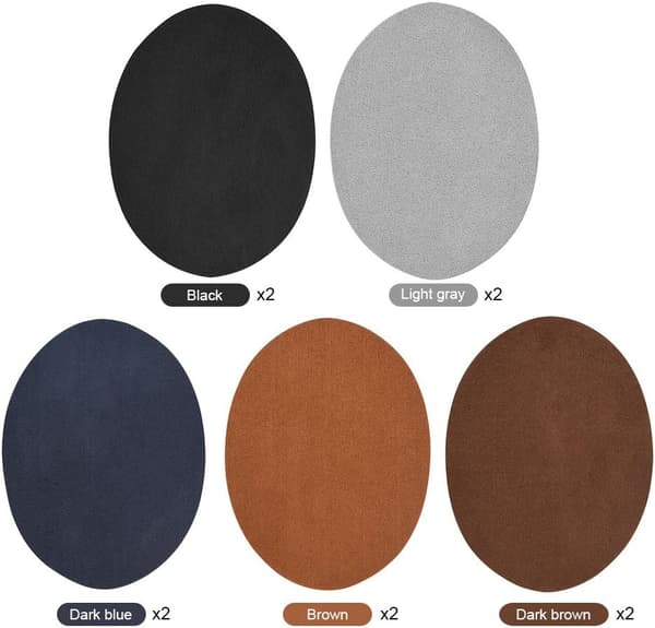 Strygejernsposer, 10 stk. 5 farver Oval PU læderlap reparation