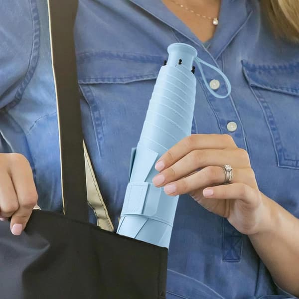 Sammenleggbar paraply, bærbar, solbeskyttelse, LSF 50+ blå - blau