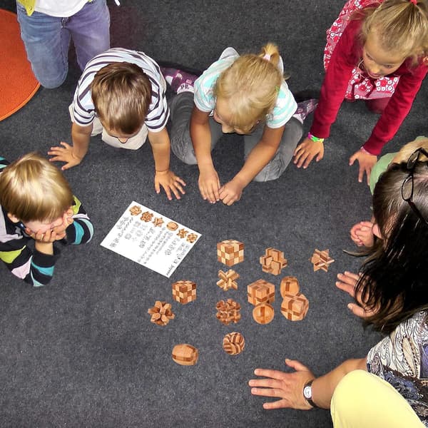 12 Stykker Pedagogiske Leker 3D Utfordring IQ Tenking Test Mini Woo