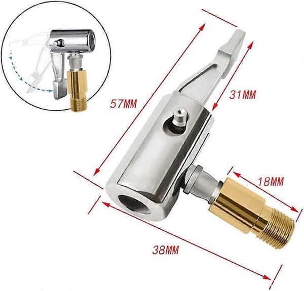 Bil dekkpumpe, luftpumpe, luftchuck dekkventilkobling, adapter, bilventil, spakplugg type 2