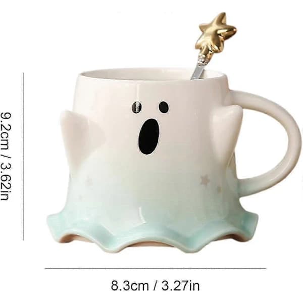 Halloween Ghost Pumpkin Coffee Mug, Halloween Ceramic Mug with Handle for Kitchen Dining