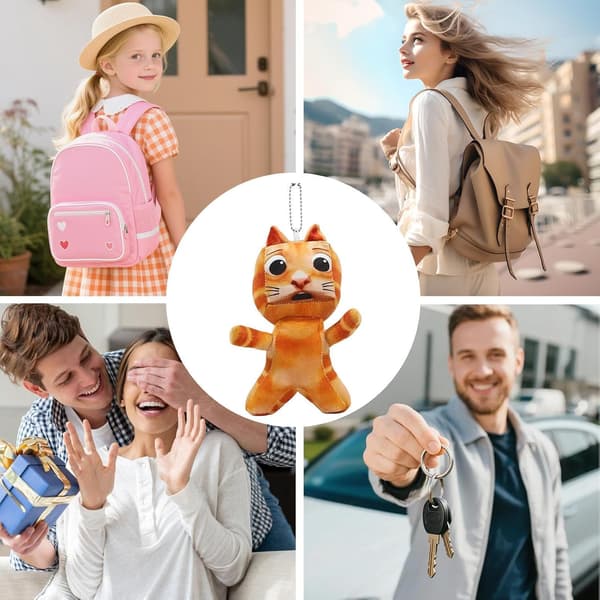 Kattdocka berlock - väskprydnad, gosedjurshänge, nyckfull accessoar, presentartikel, detaljerat broderi, samlarobjekt, stylingaccessoar