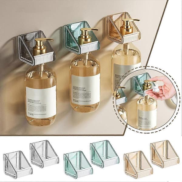 Shower Gel Storage Rack Non-Perforated Wall Mount Bathroom Hanging Shelf Grey Grey