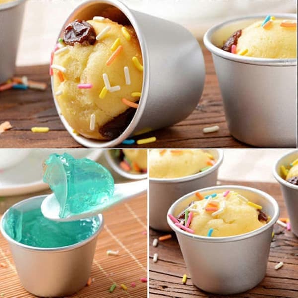Mini Puddingform, 6 Deler Kakeform Gjenbrukbar Non-Stick Bakeform DIY Kakeformer Enkel å Rengjøre for Puddingkaker