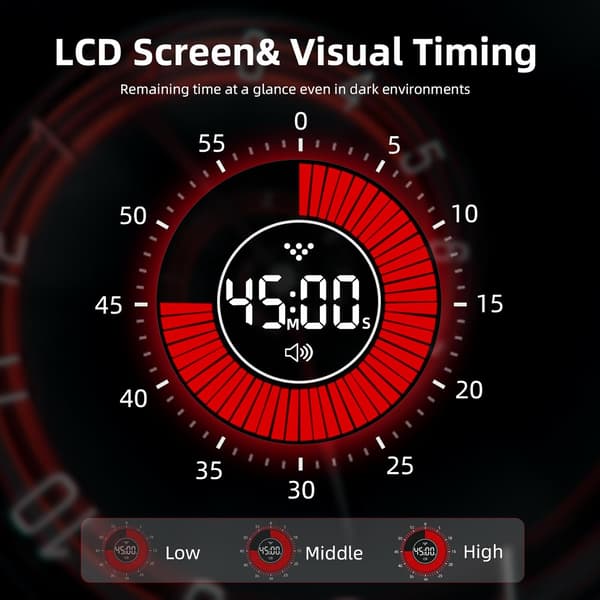 Visuel timer til børn, Pomodoro-timer, ADHD-timer, lydløst genopladeligt digitalt nedtællingsværktøj med LED-lys til køkken, studier