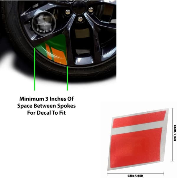 Hash Stripe Wheel Decals for 18-21 Inch Wheels, 6 pcs Reflective