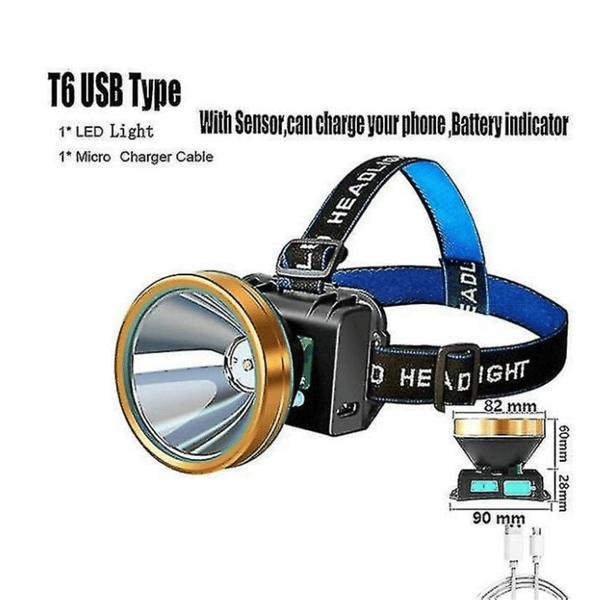 Sunny 500000lm Xhp90. Kraftigste hodelykt USB-hodelykt - hodelykt