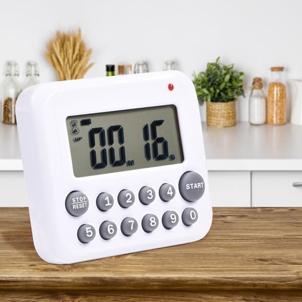 Digital Stor LCD-Timer Kök Matlagning Nedräkningsklocka 99 Minuter Alarm Batteridriven Grå