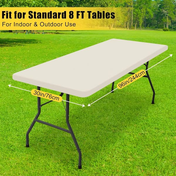 244*76 cm elastisk polyesterdug, hvid - vandtæt, ridsefast, til picnic, camping, fest