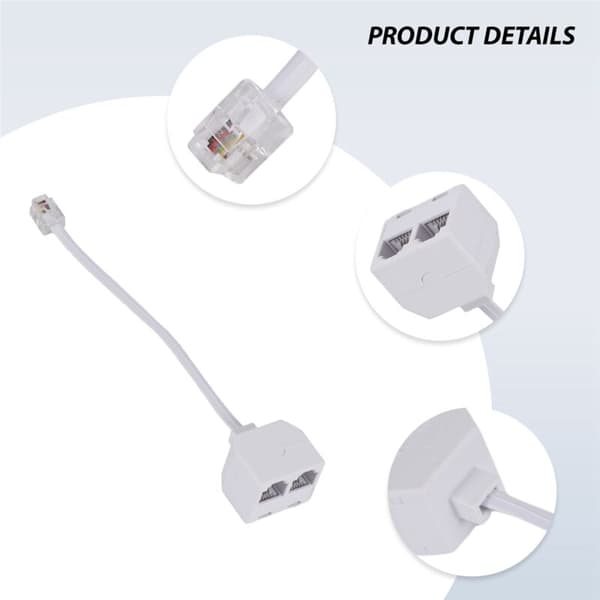 Telefonadapter RJ11 6P4C 1 han til 2 - Hvid