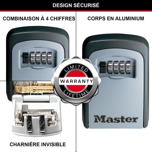 MASTER LOCK Säker nyckellåda - Storlek M - Nyckellåda - Säker förvaring Svart, Grå