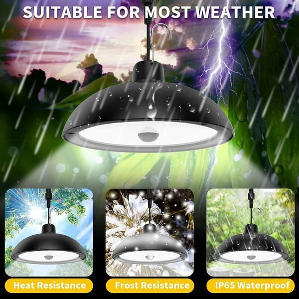 Utendørs solcellelampe, 78 LED 4 moduser med bevegelsessensor, fjernkontroll, 360° justerbart solcellepanel, 3 lysstyrker, IP65 vanntett solcellekrone