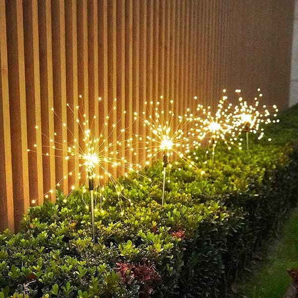 2-pack Solar-Powered Firework Lights Outdoor 150 LED 8 Lighting Modes (Warm White)