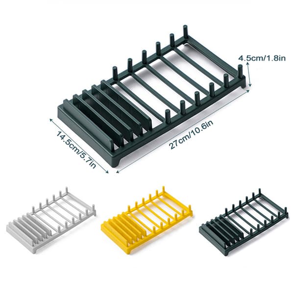 Multifunctional Dish Drying Rack with Grooves Pot Lid Dish Rack Kitchen Counter Gray Gray