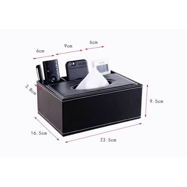 Rectangular Large Tissue Box for Home and Office in PU Leather with Remote Control Storage, Home Organization Box
