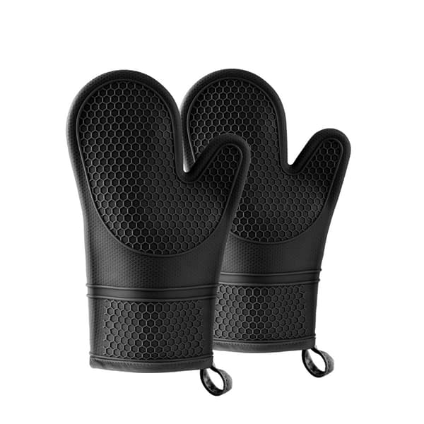 Bløde silikoneovnhandsker sæt, 29*18cm, sort, 2-pak