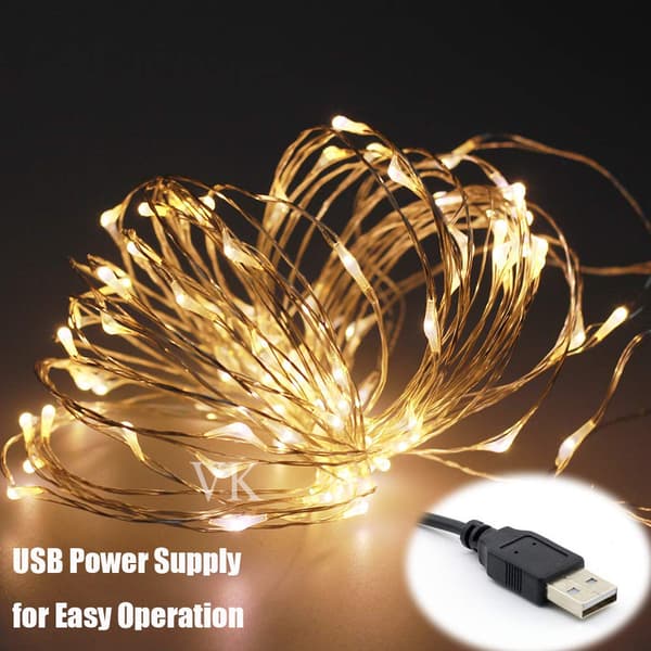 LED String Lights, 22m LED String Lights 200 LED USB Powered, Waterproof Copper Wire String Lights for Fence Patio Tree Christmas Party Wedding