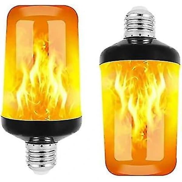 [PL】LED Flame Effect Bulb - 2 pcs E27 Flame Light, Gravity Sensitive, 4 Lighting Modes