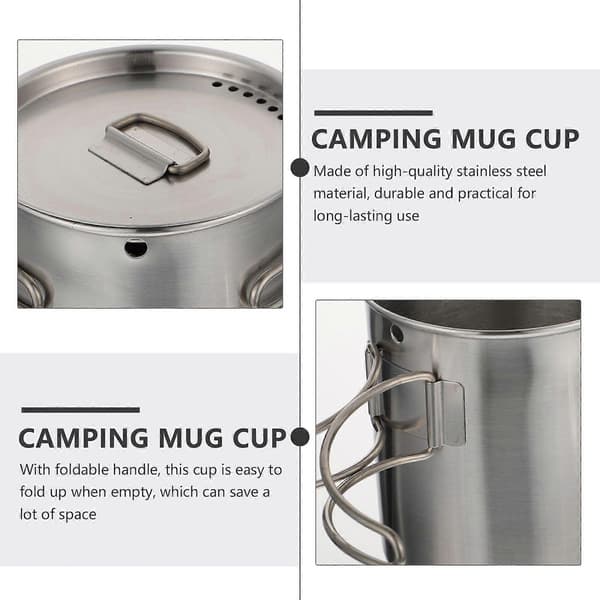 1 stk Utendørs Campingkrus Sammenleggbart Håndtak Vannkopp Rustfritt Stål Campingkopp
