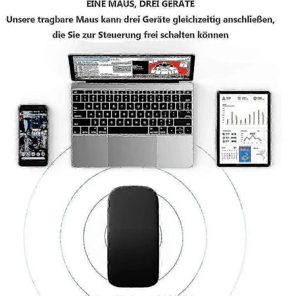 Ergonomisk trådløs mus, sammenleggbar flat mus, trådløs