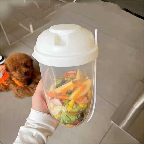 Smart matboks med sausbeholder og gaffel - perfekt til lunsj Vit white