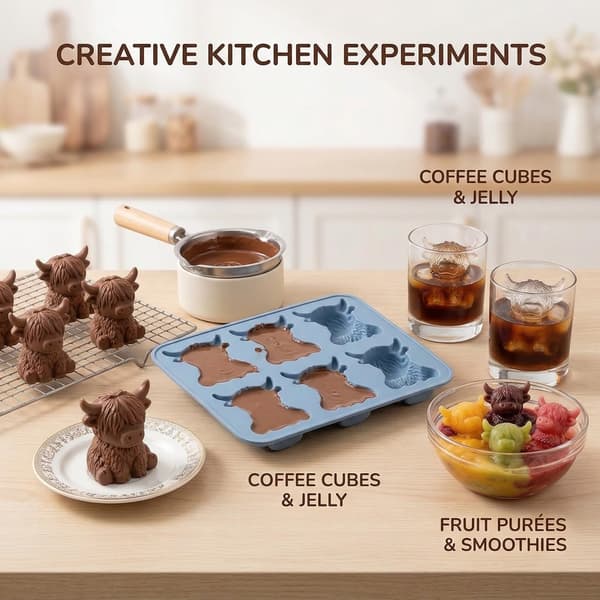 Ko-isbitsform - Mini silikone-ko-chokoladekakaoform - Søde dyr-isbitstilbehør