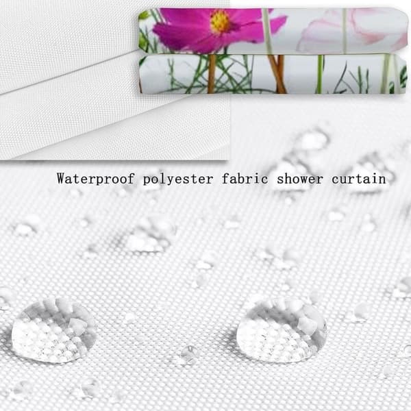 Waterproof Eucalyptus Pattern Shower Curtain, Polyester Fabric Shower Curtain Set, Machine Washable Decorative Bathroom Curtain
