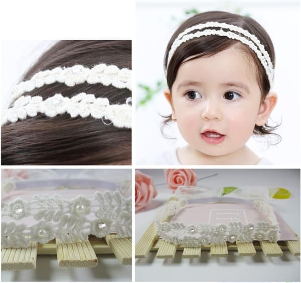Babyflicka Hårbånd med Roset Blomst Turban Elastisk Hårbånd W