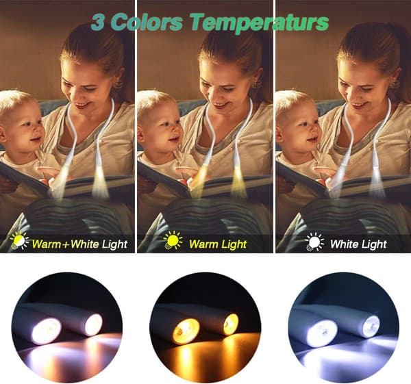 LED Neck Reading Light, Rechargeable with 4 LED Lights, Hug LED Neck Light