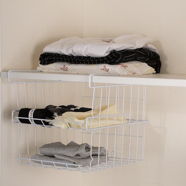 Storage Basket for Shelves, 2-Pack Wire Basket for Kitchen, Office, Pantry, Bathroom, Wardrobe