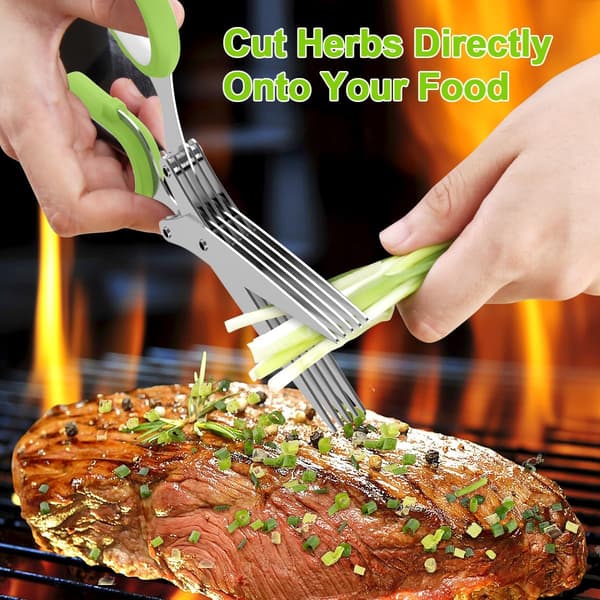 Upgraded Herb Scissors, Easy Herb Cutter with Sharp Stainless Steel Blades for Fresh Herbs, a Must-Have Kitchen and Cooking Gadget