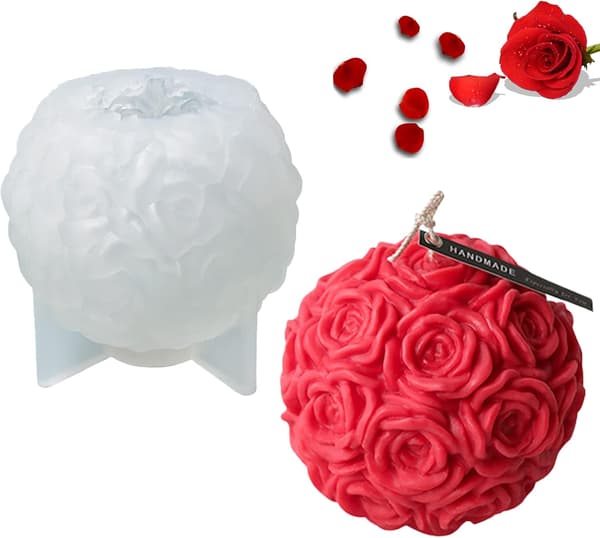 [LLC]Store Rose Ball Lysforme 3D Rose Blomster Silikoneform Valentinsdag