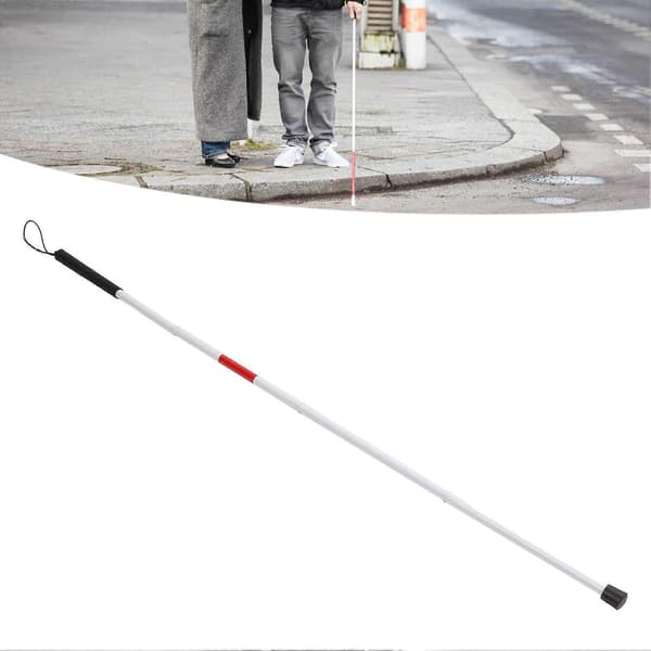 Foldable Aluminum Support Cane with Reflective Marking and Hand Strap for the Visually Impaired