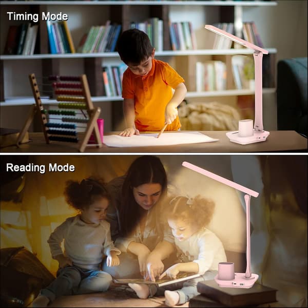 Skrivebordslampe, studiebordslampe med pennholder, sengelampe med Ti
