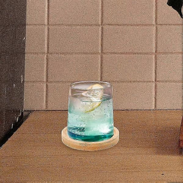 Roterande träunderlägg för whiskyglas, 3-delars set