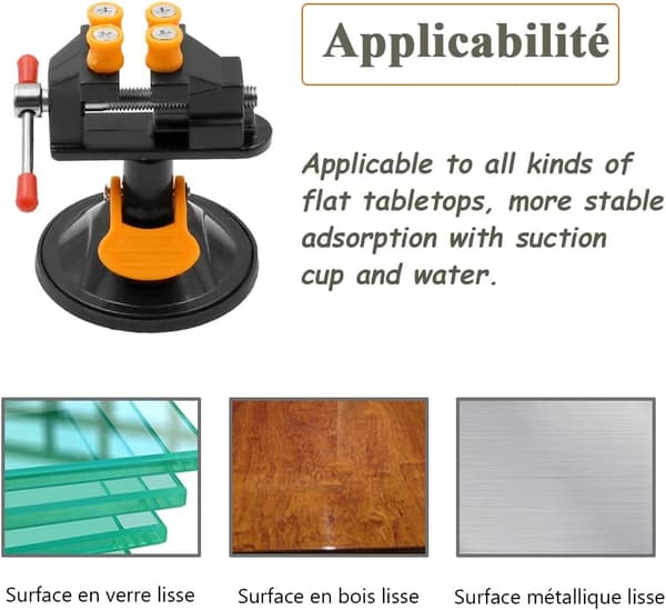 Universal Suction Cup Bench Vise, Table Clamp 360 Degree Rotation