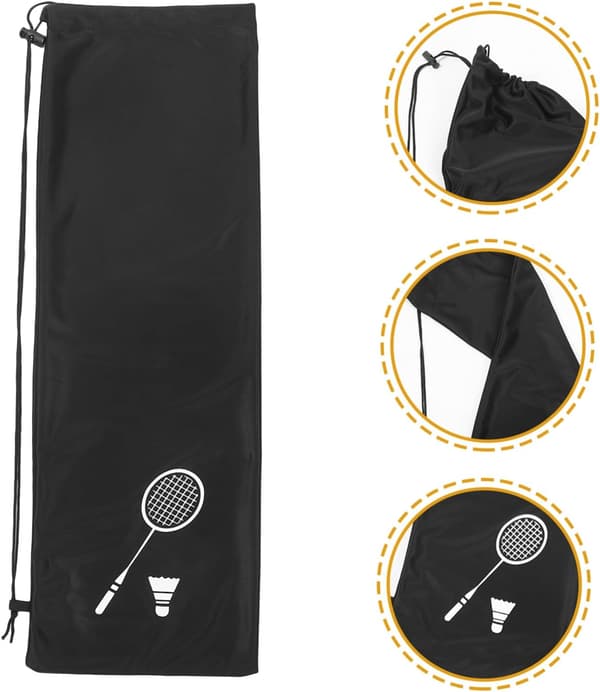 Badmintonketchertaske sort af fortykket flannel til opbevaring -