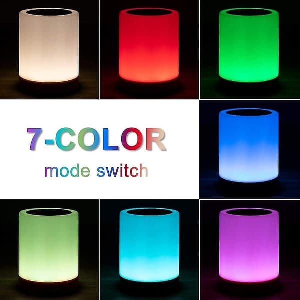 Led, sengelampe med touch og USB-opladelig og 16 RGB-farveskift med dæmpbar bordlampe til seng og -