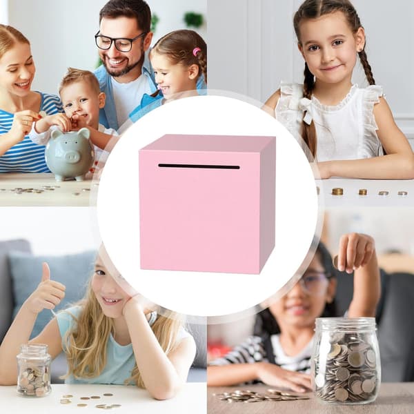 Spargris for mynter i rustfritt stål, rosa Rosa