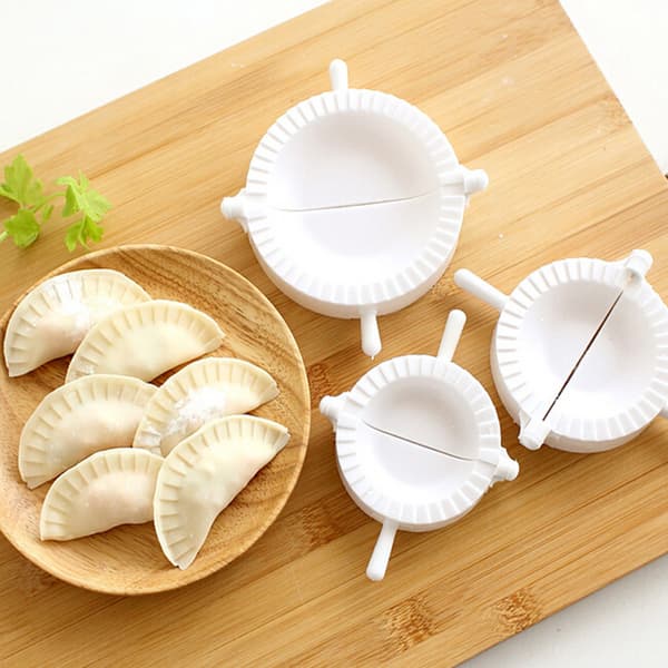Sett med 3 Dumpling Ravioli Former (Hvite), Deigpresse